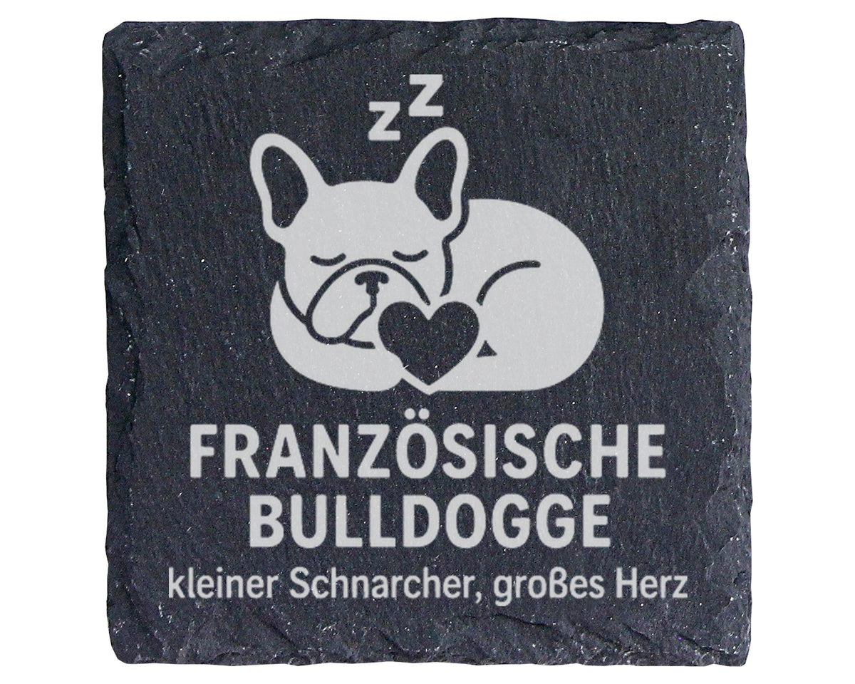 Schiefer Untersetzer Französische Bulldogge Kleiner Schnarcher Großes  – Bild 1