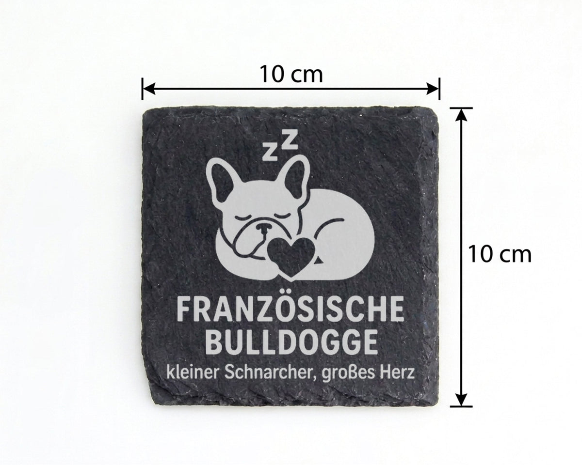 Schiefer Untersetzer Französische Bulldogge Kleiner Schnarcher Großes  – Bild 4