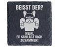 Schiefer Untersetzer Französische Bulldogge Boxer Hund Beisst Der Spru – Bild 1