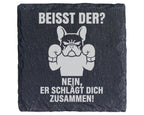 Schiefer Untersetzer Französische Bulldogge Boxer Hund Beisst Der Spru – Bild 1