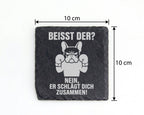 Schiefer Untersetzer Französische Bulldogge Boxer Hund Beisst Der Spru – Bild 4
