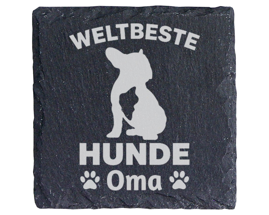 Schiefer Untersetzer Hunde Oma Spruch - Geschenk für Großmutter Frauch – Bild 1
