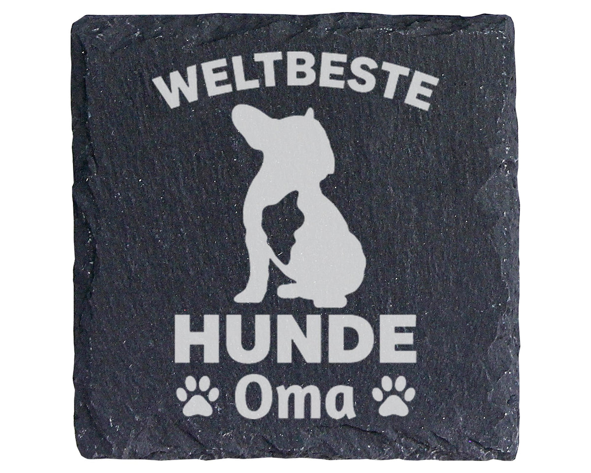 Schiefer Untersetzer Hunde Oma Spruch - Geschenk für Großmutter Frauch – Bild 1