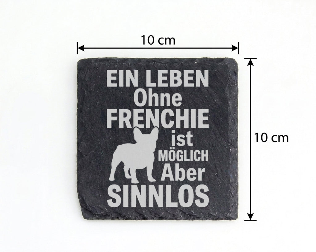 Schiefer Untersetzer Frenchie Spruch Leben Ohne Möglich Aber Sinnlos - – Bild 4
