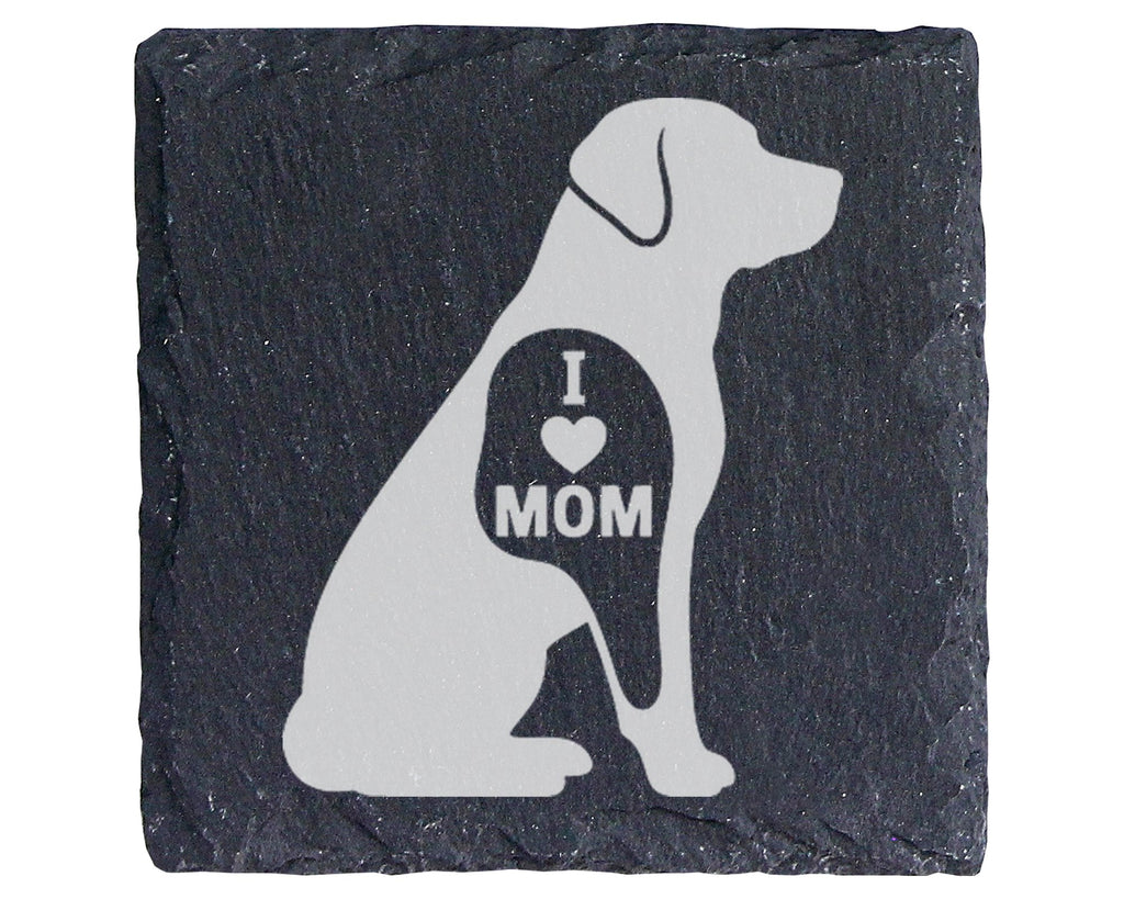 Schiefer Untersetzer Hund I Love Mom - Geschenk für Mama Hundemama Hun – Bild 1