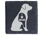 Schiefer Untersetzer Hund I Love Mom - Geschenk für Mama Hundemama Hun – Bild 1