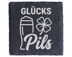 Schiefertafel Untersetzer Glücks-Pils Geschenk für Biertrinker lustige – Bild 1
