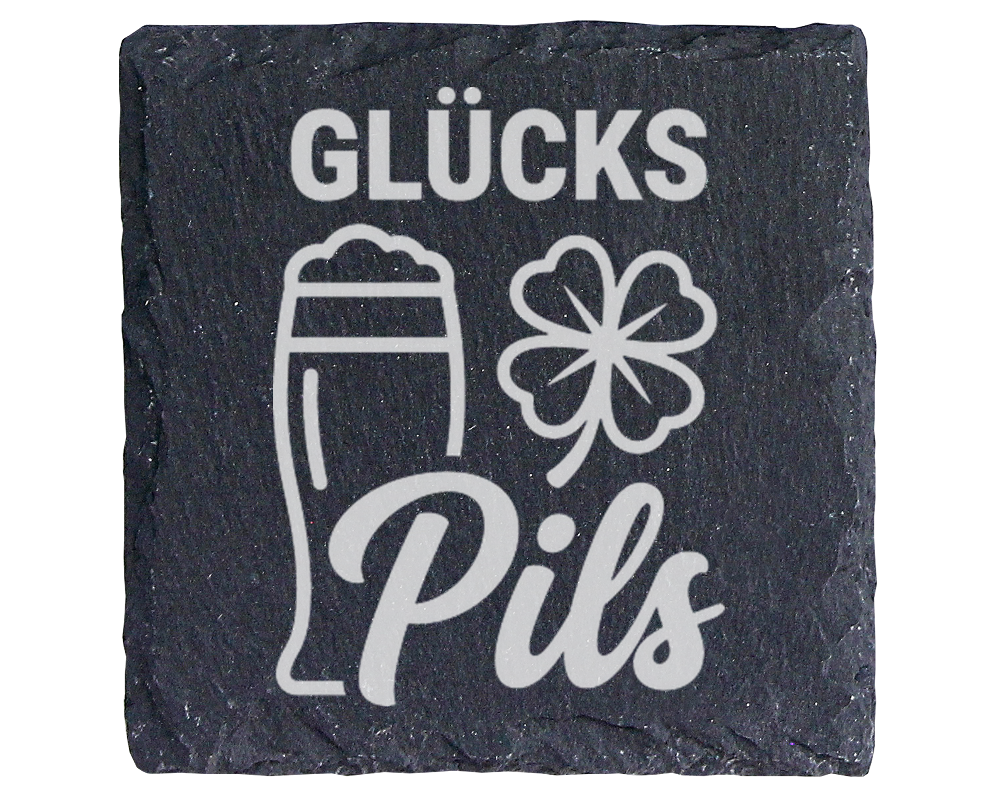 Schiefertafel Untersetzer Glücks-Pils Geschenk für Biertrinker lustige – Bild 1