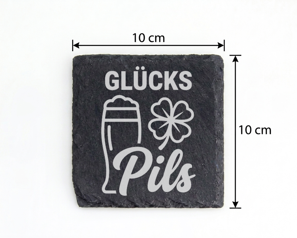 Schiefertafel Untersetzer Glücks-Pils Geschenk für Biertrinker lustige – Bild 4