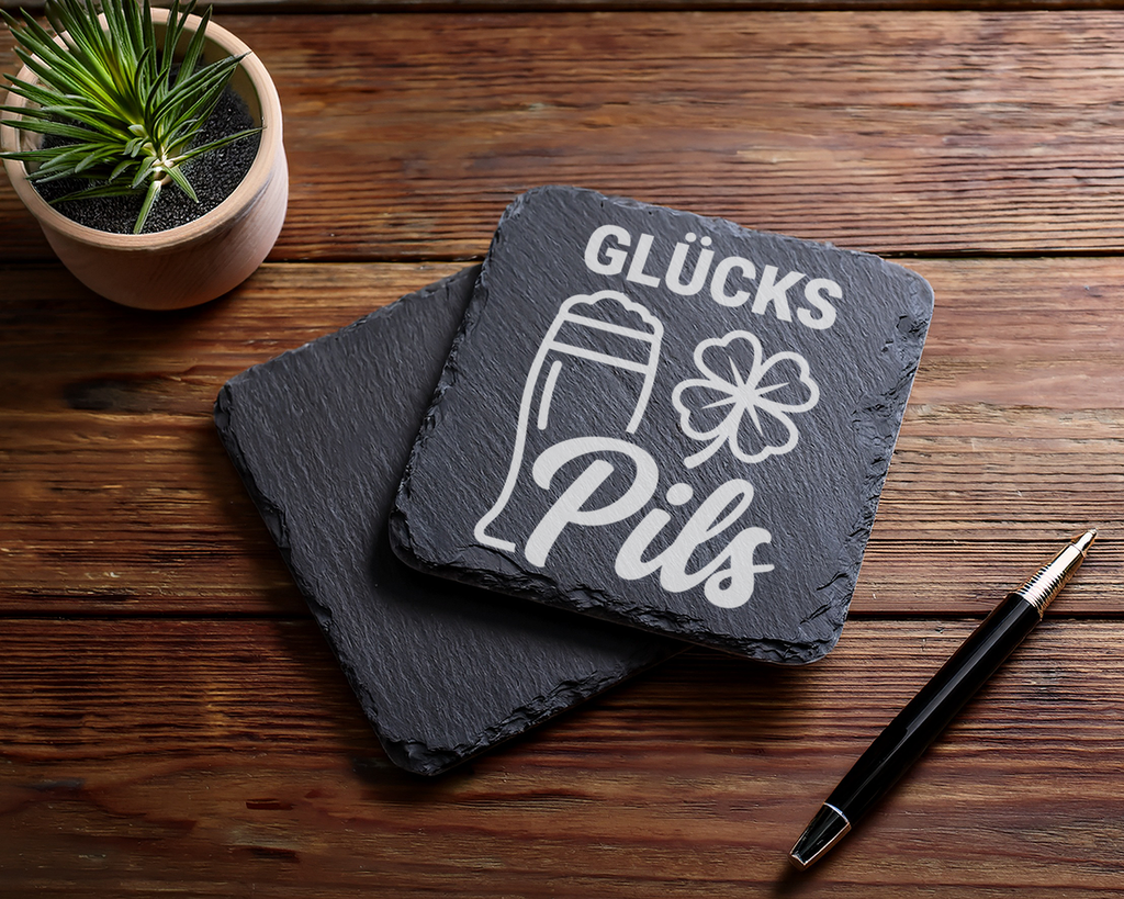 Schiefertafel Untersetzer Glücks-Pils Geschenk für Biertrinker lustige – Bild 5
