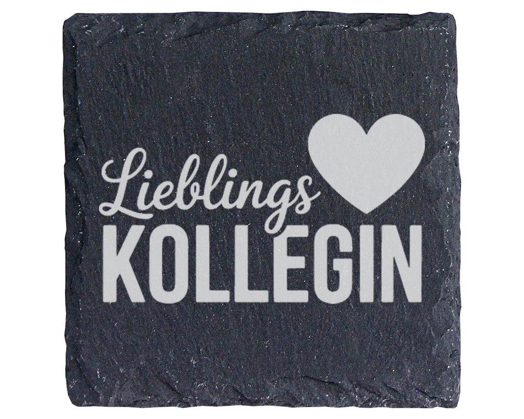Schiefer Untersetzer Lieblings Kollegin Herz Spruch - Geschenk für Mit – Bild 1