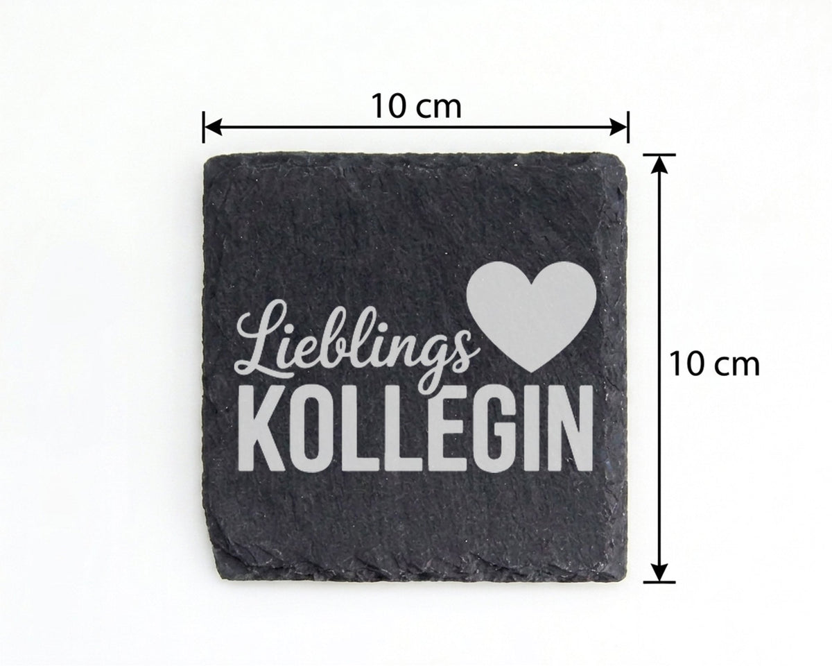 Schiefer Untersetzer Lieblings Kollegin Herz Spruch - Geschenk für Mit – Bild 4