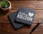 Schiefer Untersetzer Lieblings Kollegin Herz Spruch - Geschenk für Mit – Bild 5