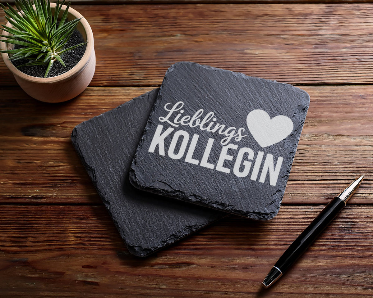 Schiefer Untersetzer Lieblings Kollegin Herz Spruch - Geschenk für Mit – Bild 5