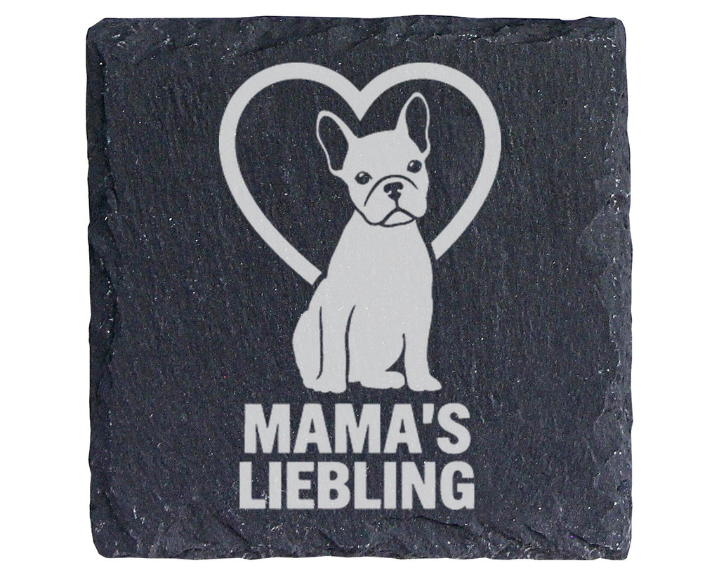 Schiefer Untersetzer Französische Bulldogge Mamas Liebling Hund - Gesc – Bild 1