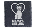 Schiefer Untersetzer Französische Bulldogge Mamas Liebling Hund - Gesc – Bild 1