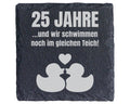 Schiefer Untersetzer 25 Jahre Silberhochzeit - Enten Motiv Geschenk fü – Bild 1