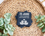 Schiefer Untersetzer 25 Jahre Silberhochzeit - Enten Motiv Geschenk fü – Bild 3