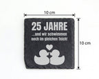Schiefer Untersetzer 25 Jahre Silberhochzeit - Enten Motiv Geschenk fü – Bild 4
