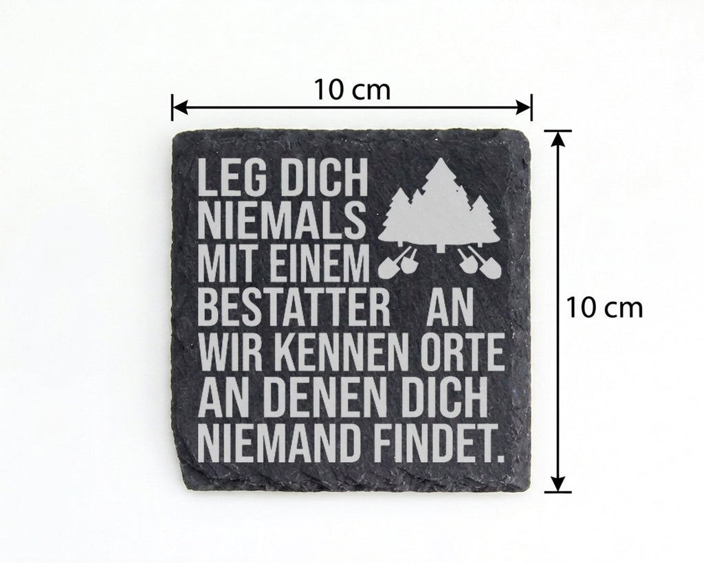 Schiefer Untersetzer Bestatter Spruch Kennen Orte - Lustiges Geschenk  – Bild 4