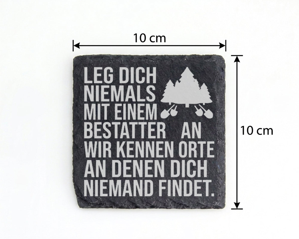Schiefer Untersetzer Bestatter Spruch Kennen Orte - Lustiges Geschenk  – Bild 4