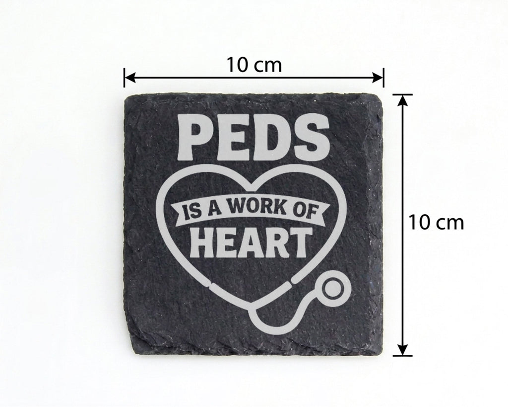 Schiefer Untersetzer Peds Is A Work Of Heart Stethoskop - Geschenk für – Bild 4
