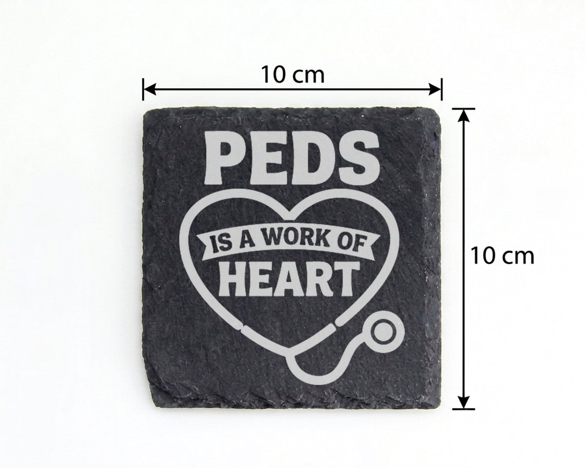 Schiefer Untersetzer Peds Is A Work Of Heart Stethoskop - Geschenk für – Bild 4