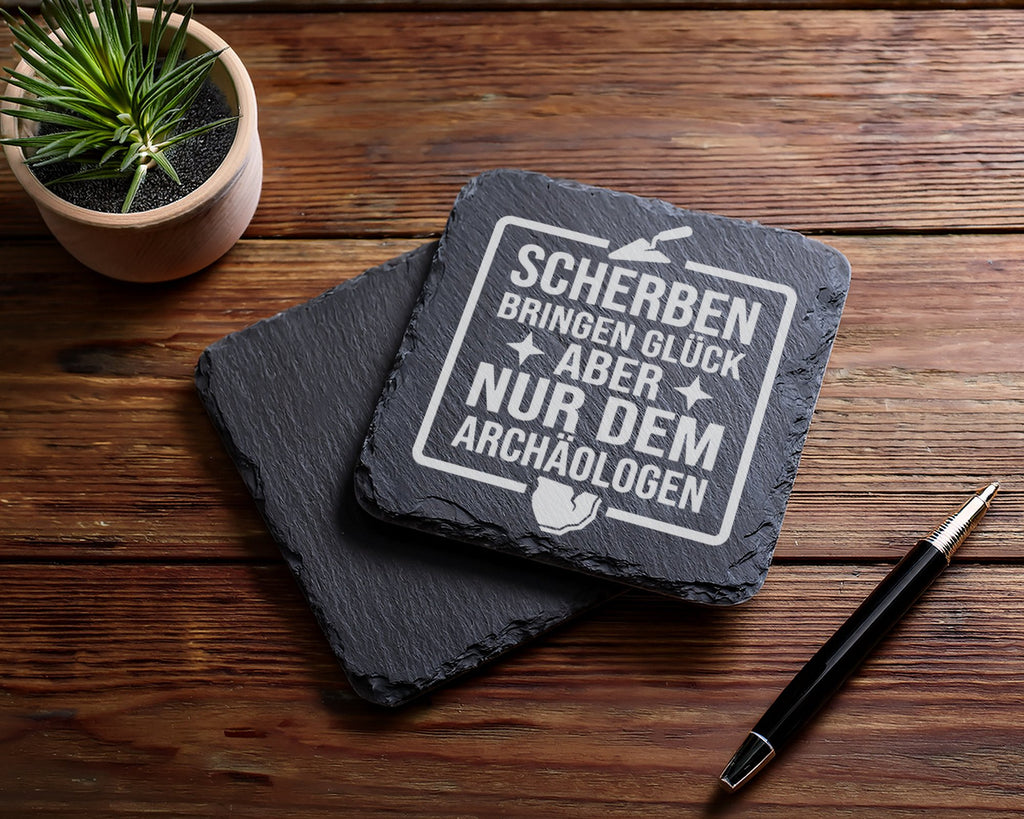 Schiefer Untersetzer Archäologe Scherben Bringen Glück Spruch - Gesche – Bild 5