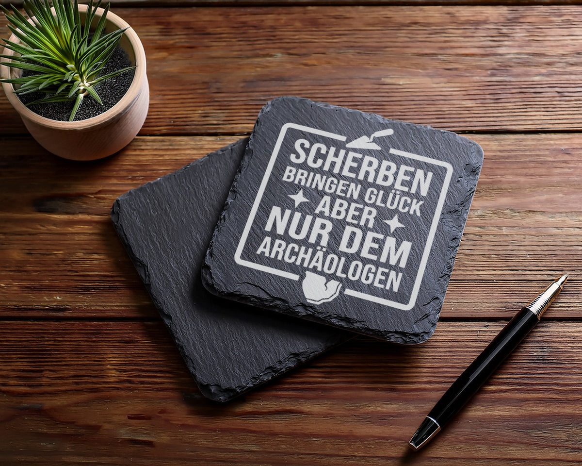Schiefer Untersetzer Archäologe Scherben Bringen Glück Spruch - Gesche – Bild 5