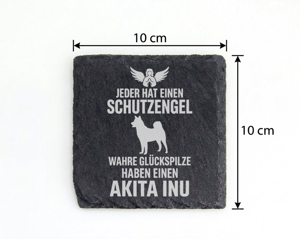 Schiefer Untersetzer Akita Inu Schutzengel Glückspilze - Geschenk für  – Bild 4