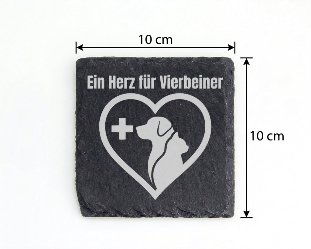 Schiefer Untersetzer Herz für Vierbeiner Hund Katze - Geschenk Tierarz – Bild 4