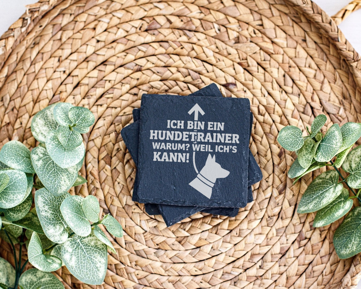 Schiefer Untersetzer Hundetrainer Weil Ichs Kann - Lustiges Geschenk f – Bild 3