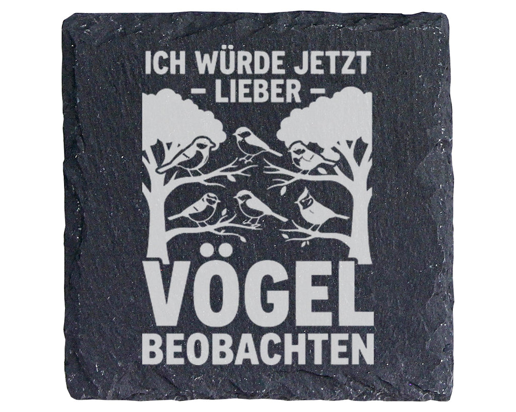Schiefer Untersetzer Vögel Beobachten Spruch - Geschenk für Ornitholog – Bild 1