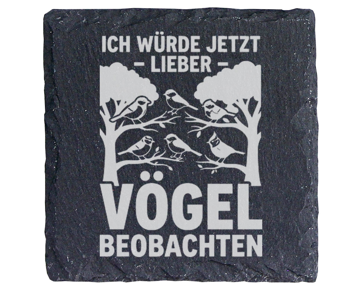 Schiefer Untersetzer Vögel Beobachten Spruch - Geschenk für Ornitholog – Bild 1