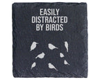 Schiefer Untersetzer Vögel Spruch Easily Distracted By Birds - Geschen – Bild 1