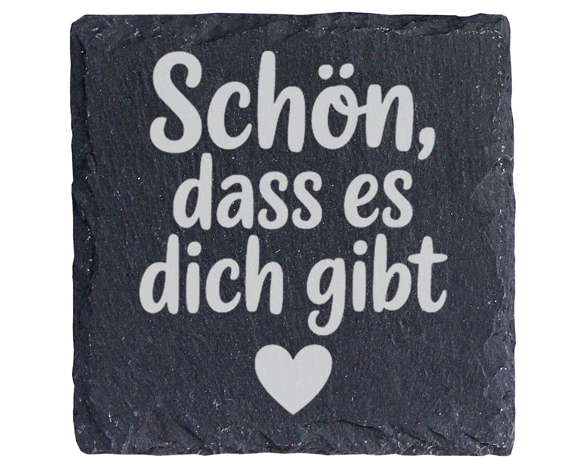 Schiefer Untersetzer Schön Dass Es Dich Gibt Herz - Geschenk Für Partn – Bild 1