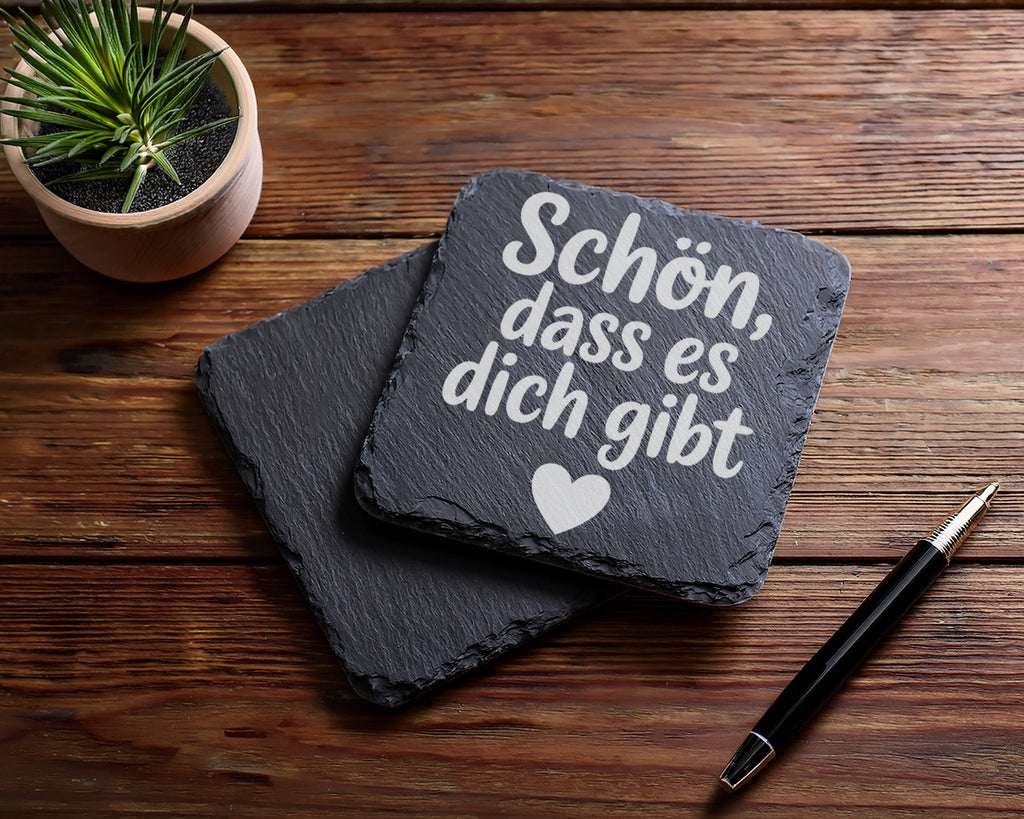 Schiefer Untersetzer Schön Dass Es Dich Gibt Herz - Geschenk Für Partn – Bild 5