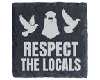 Schiefer Untersetzer Tauben Respect The Locals - Lustiges Geschenk Für – Bild 1