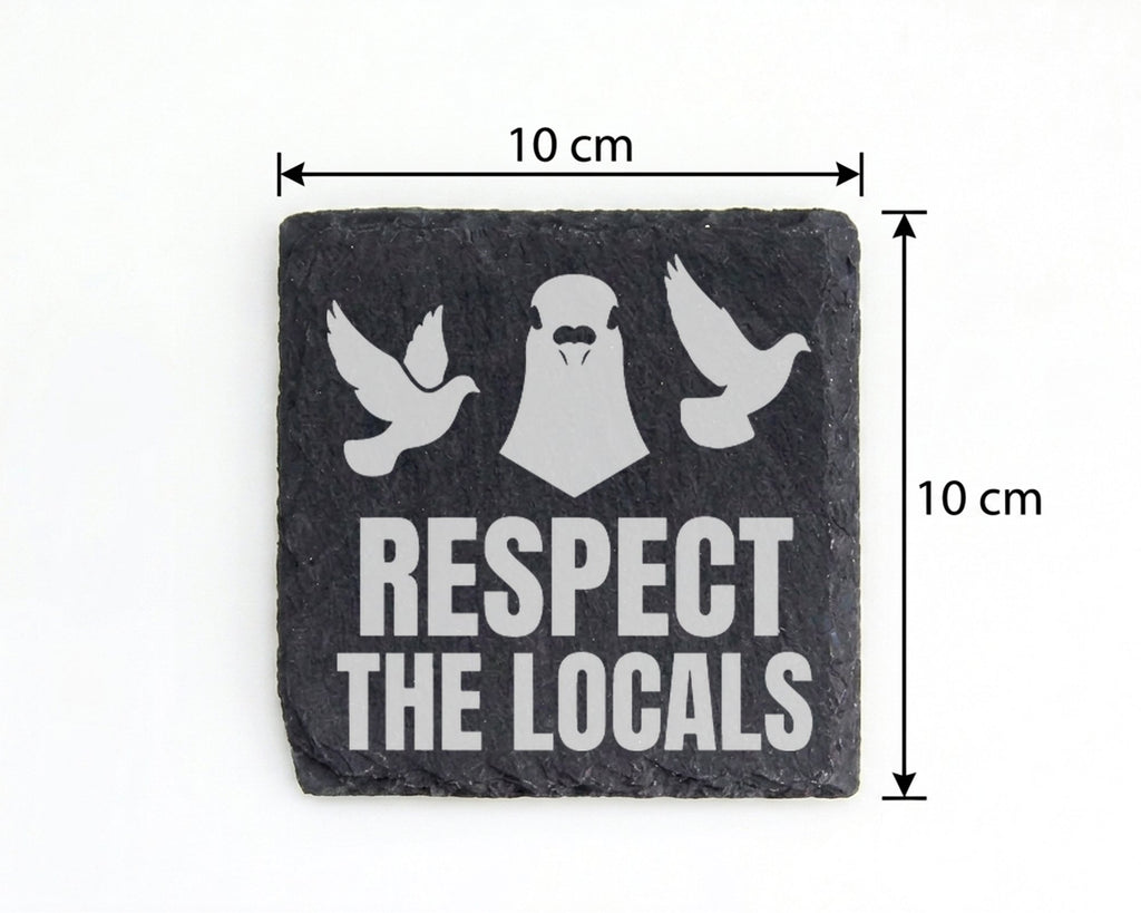 Schiefer Untersetzer Tauben Respect The Locals - Lustiges Geschenk Für – Bild 4