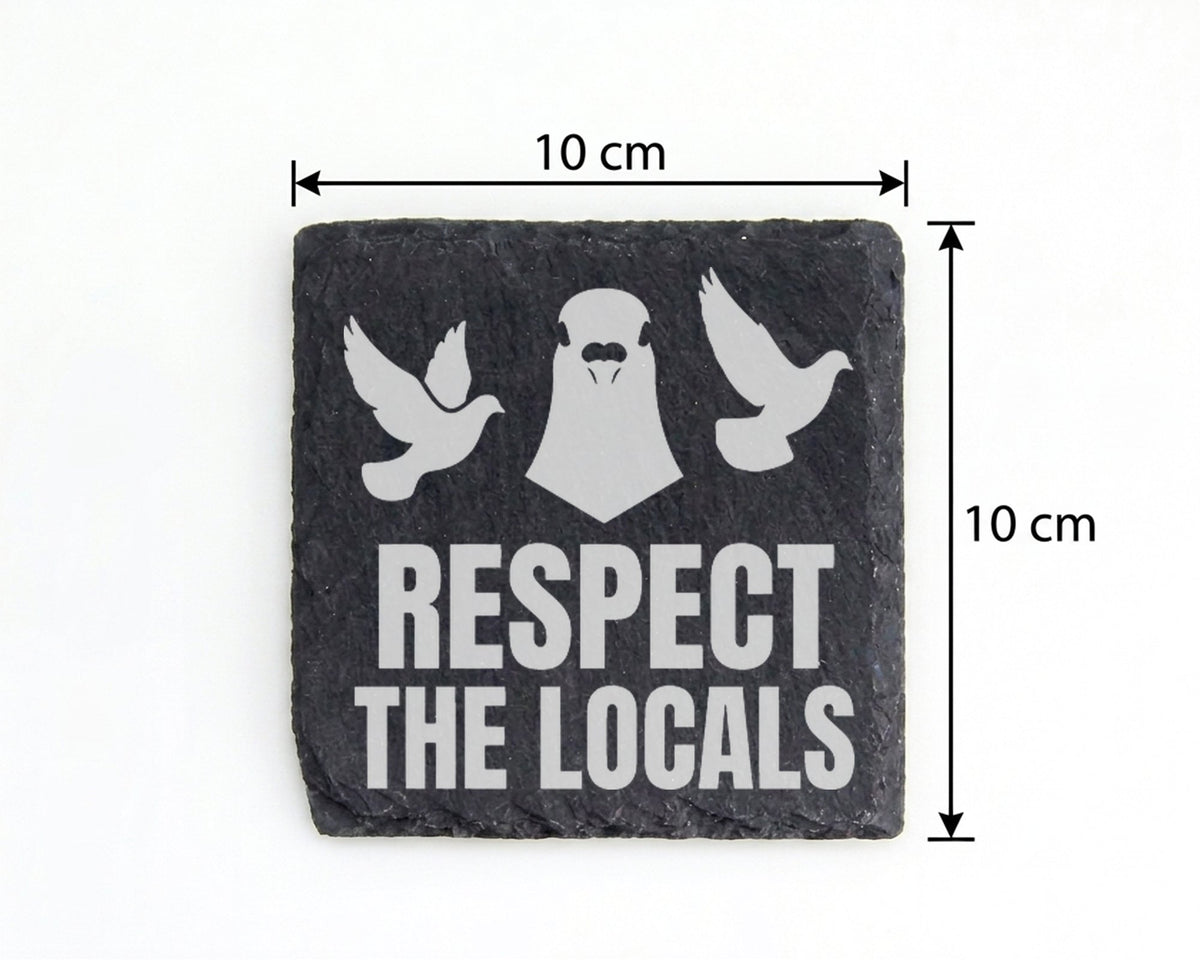Schiefer Untersetzer Tauben Respect The Locals - Lustiges Geschenk Für – Bild 4