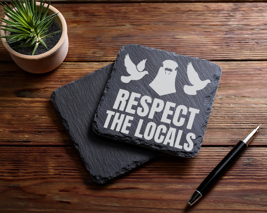 Schiefer Untersetzer Tauben Respect The Locals - Lustiges Geschenk Für – Bild 5