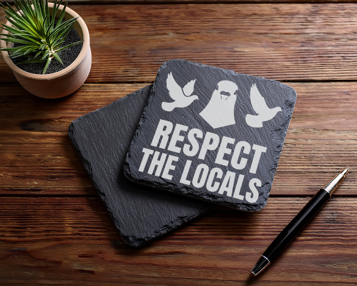 Schiefer Untersetzer Tauben Respect The Locals - Lustiges Geschenk Für – Bild 5