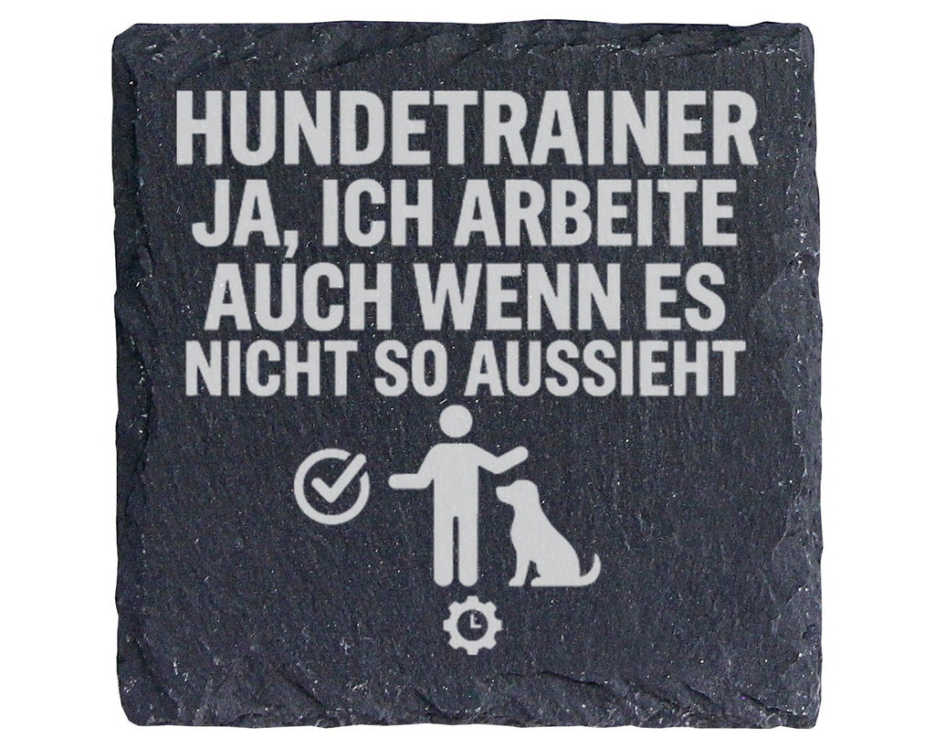 Schiefer Untersetzer Hundetrainer Ja Ich Arbeite - Geschenk für Hundef – Bild 1