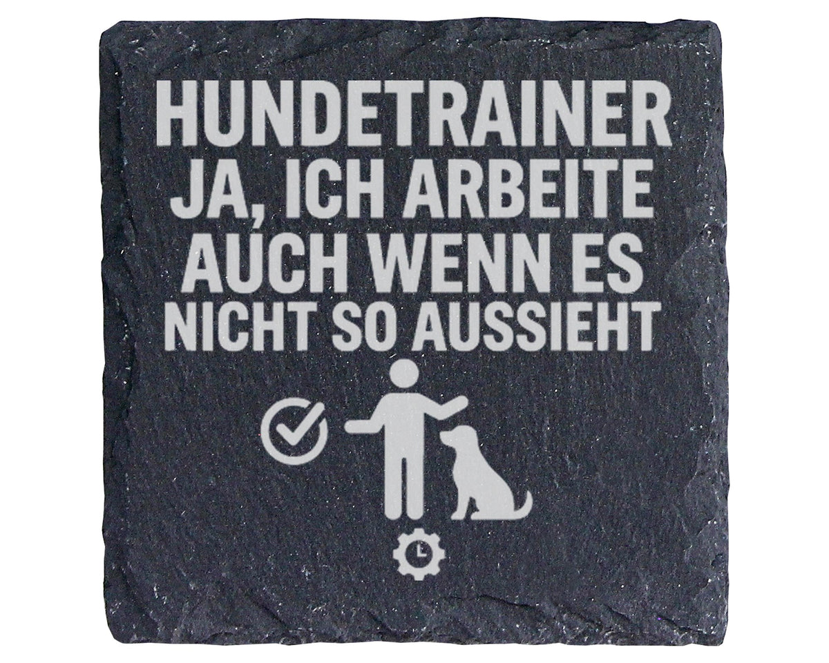 Schiefer Untersetzer Hundetrainer Ja Ich Arbeite - Geschenk für Hundef – Bild 1