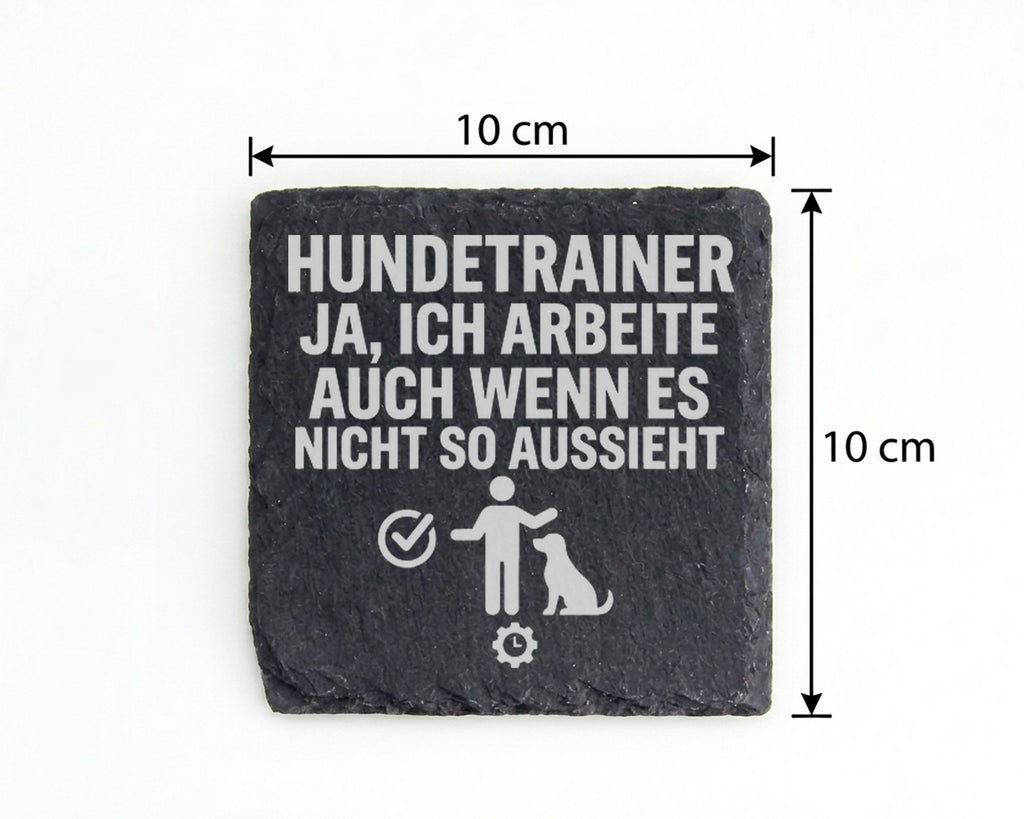 Schiefer Untersetzer Hundetrainer Ja Ich Arbeite - Geschenk für Hundef – Bild 4