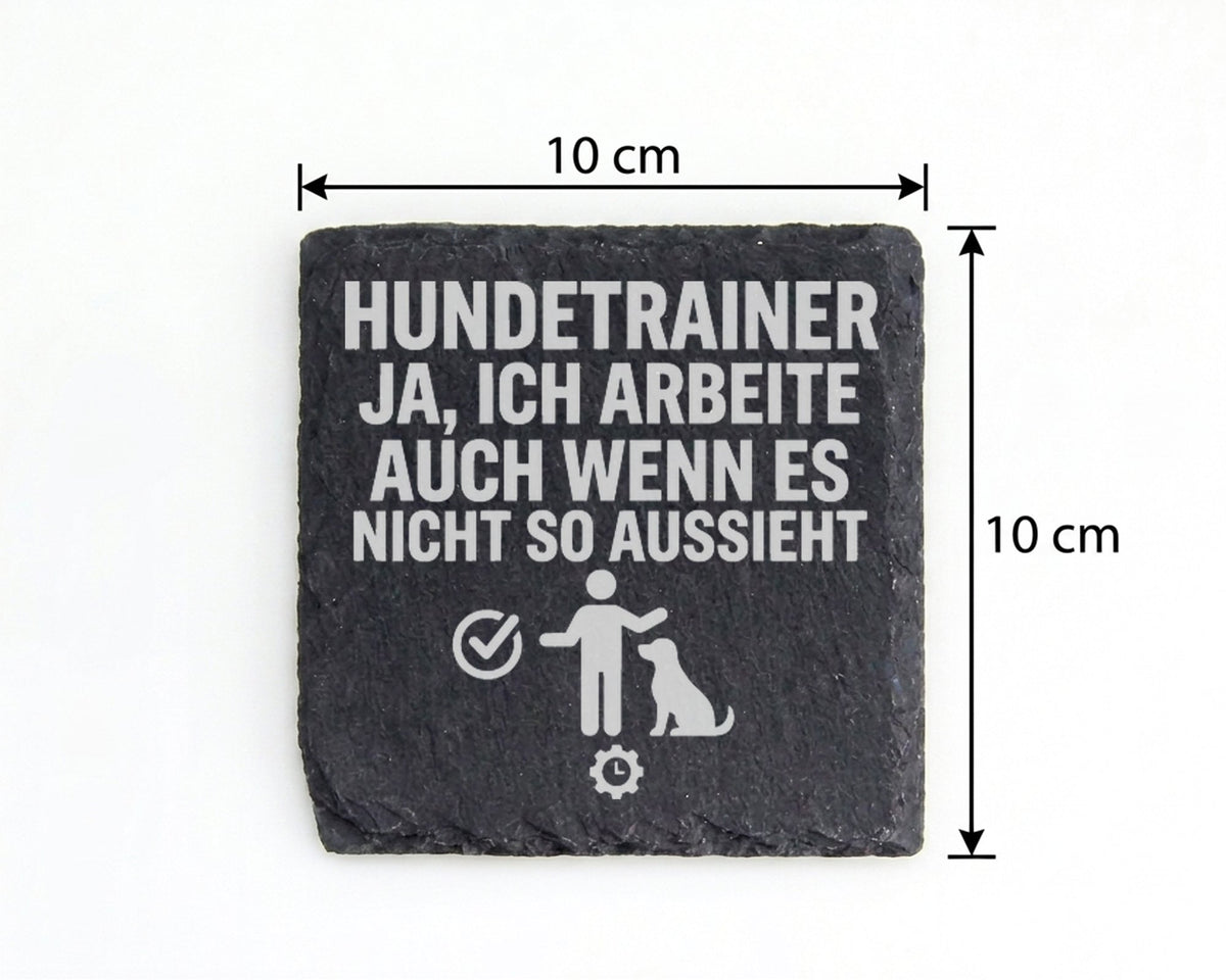Schiefer Untersetzer Hundetrainer Ja Ich Arbeite - Geschenk für Hundef – Bild 4
