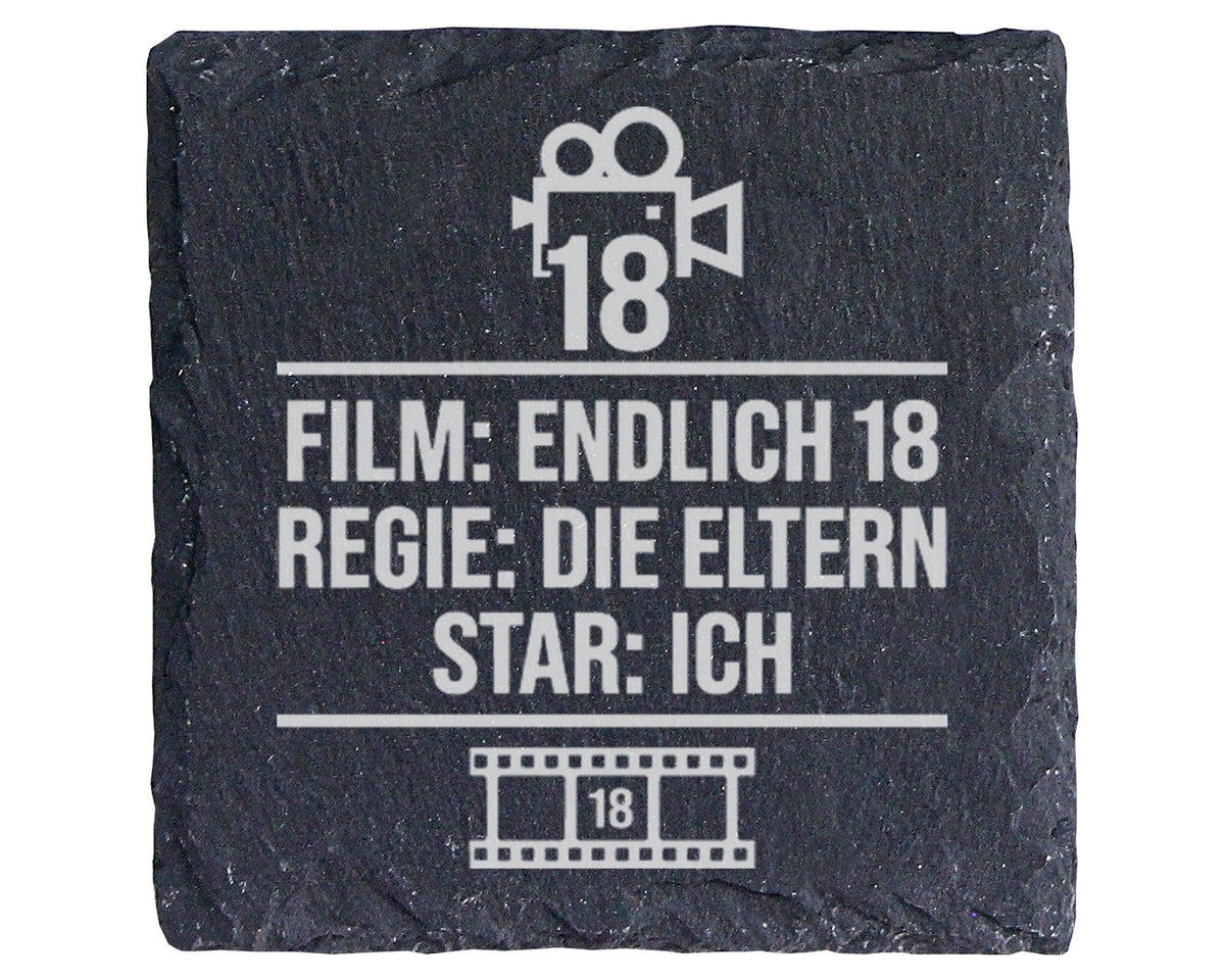 Schiefer Untersetzer Endlich 18 Film Regie Eltern - Lustiges Geschenk  – Bild 1