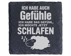 Schiefer Untersetzer Schaf Spruch Gefühle Ich Möchte Schlafen - Gesche – Bild 1