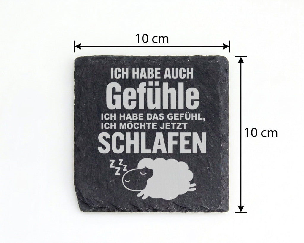 Schiefer Untersetzer Schaf Spruch Gefühle Ich Möchte Schlafen - Gesche – Bild 4