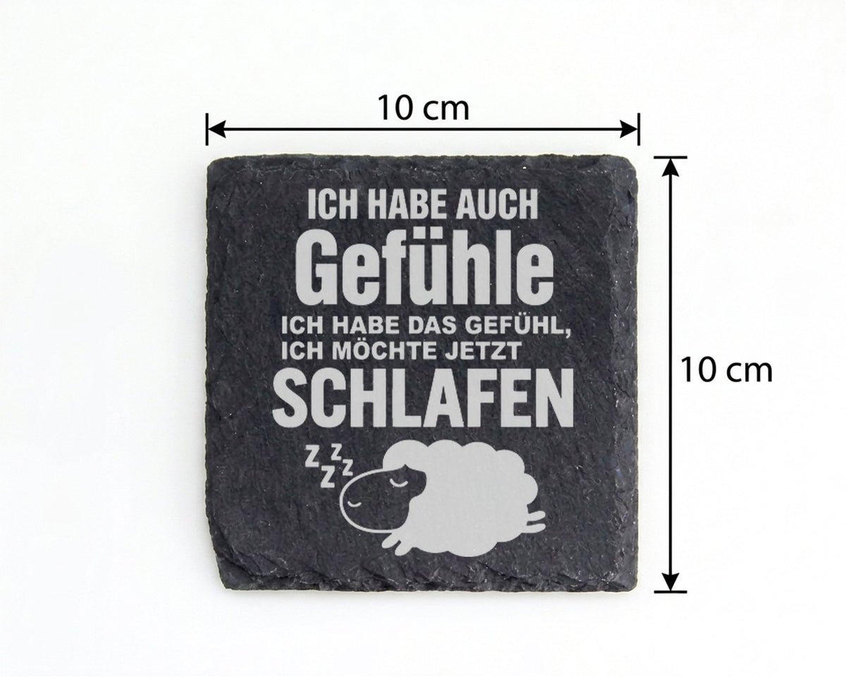 Schiefer Untersetzer Schaf Spruch Gefühle Ich Möchte Schlafen - Gesche – Bild 4